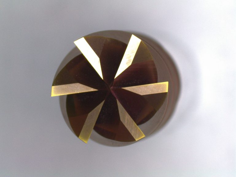 Coated carbide end mill, end view