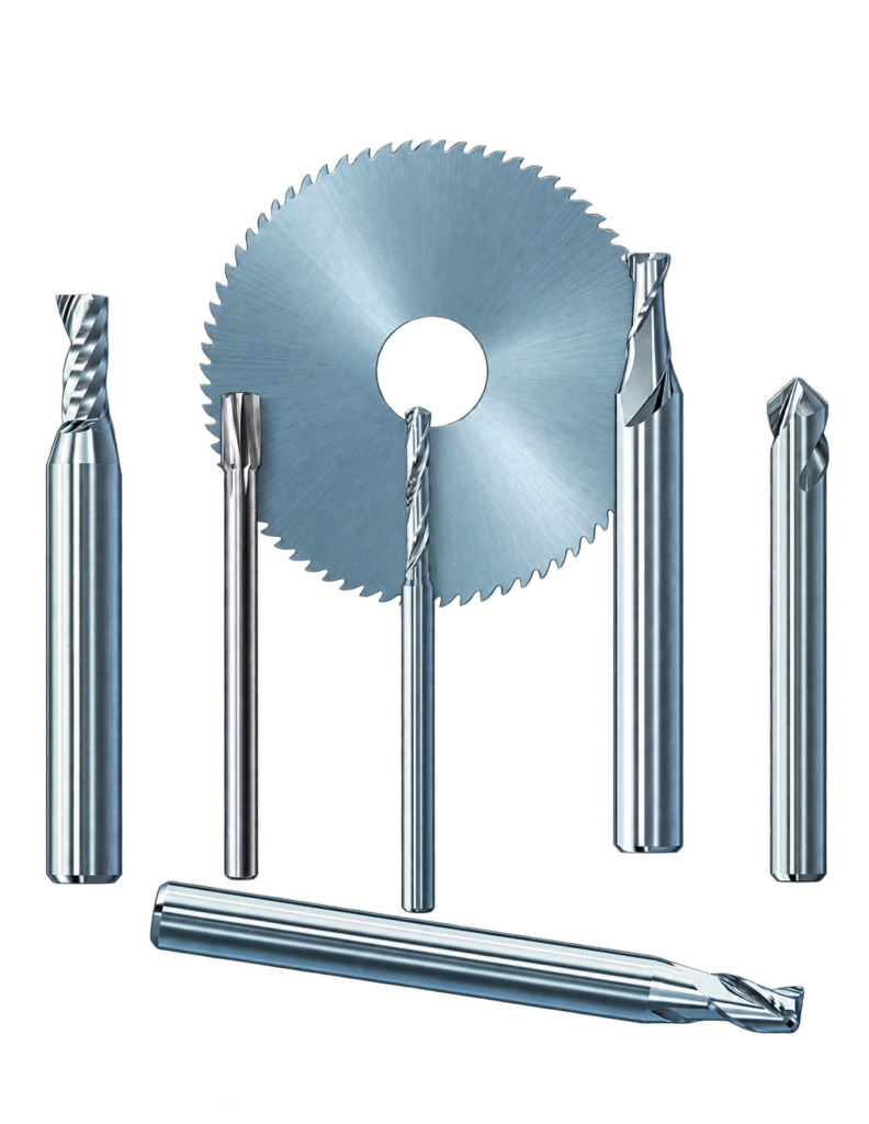 Standard carbide cutting tools: end mills, drill, reamer, chamfer mill and saw blade